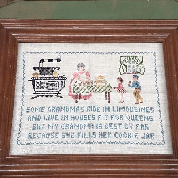 Vintage cross stitched picture with saying. - Picture 1 of 7